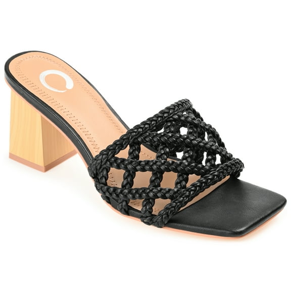 Journee Womens Evvie Open Square Toe Block Heel Sandals