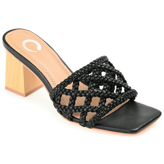Journee Womens Evvie Open Square Toe Block Heel Sandals