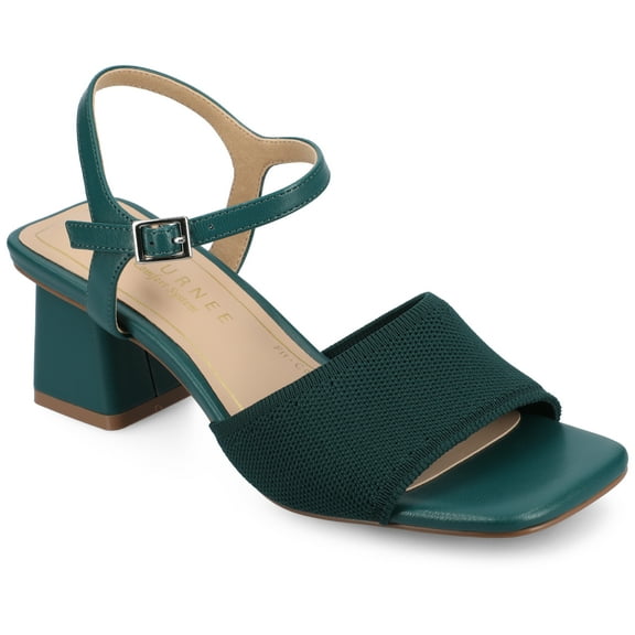 Journee Womens Evylinn Knit Block Heel Dress Sandals, Widths Available
