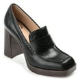 thumbnail image 1 of Journee Womens Ezzey Loafer Mid Stacked Heel Square Toe Pumps, Widths Available, 1 of 10