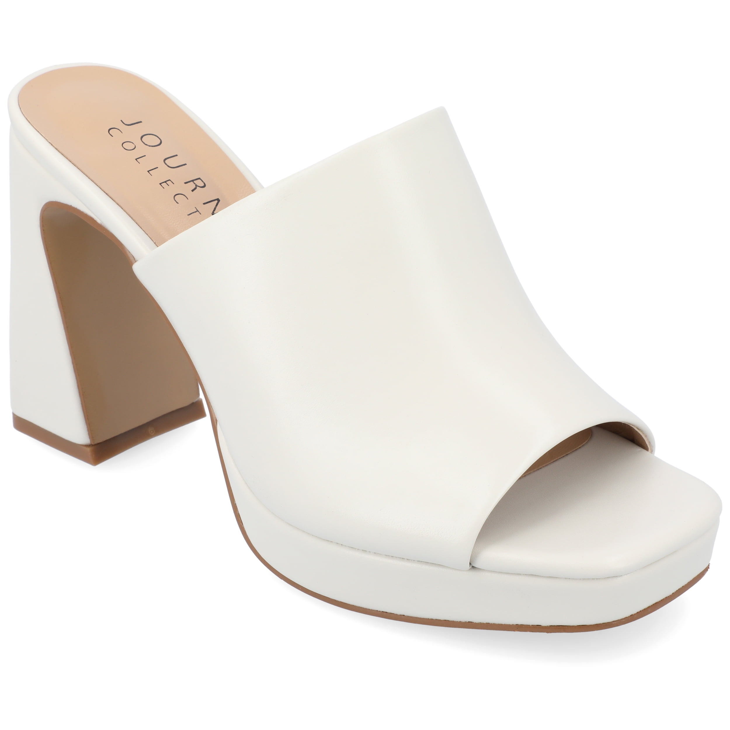 Journee Womens Ezzlynn Structured Heel Slip On Platform Dress Sandals