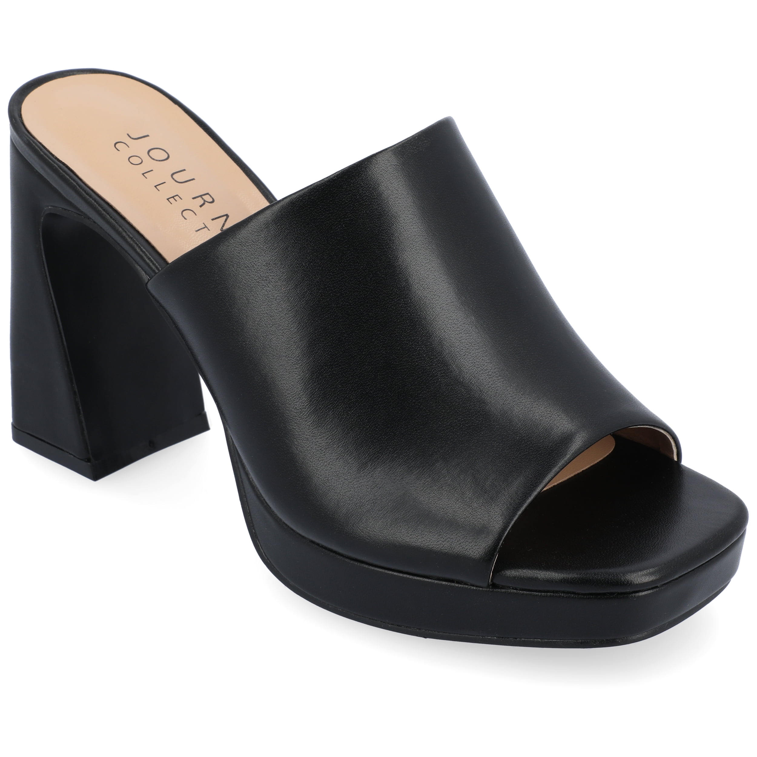 Journee Womens Ezzlynn Structured Heel Slip On Platform Dress Sandals