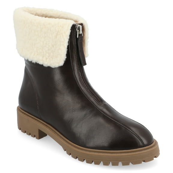 Journee Womens Fynn Almond Toe Block Heel Ankle Booties