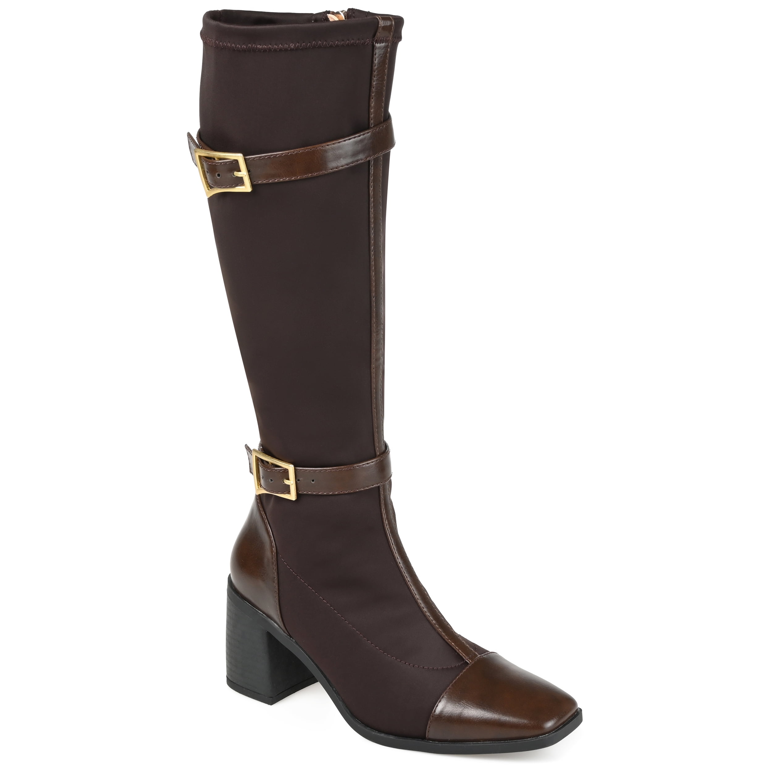 Journee Womens Gaibree Extra Wide Calf Stacked Heel Knee High Boots
