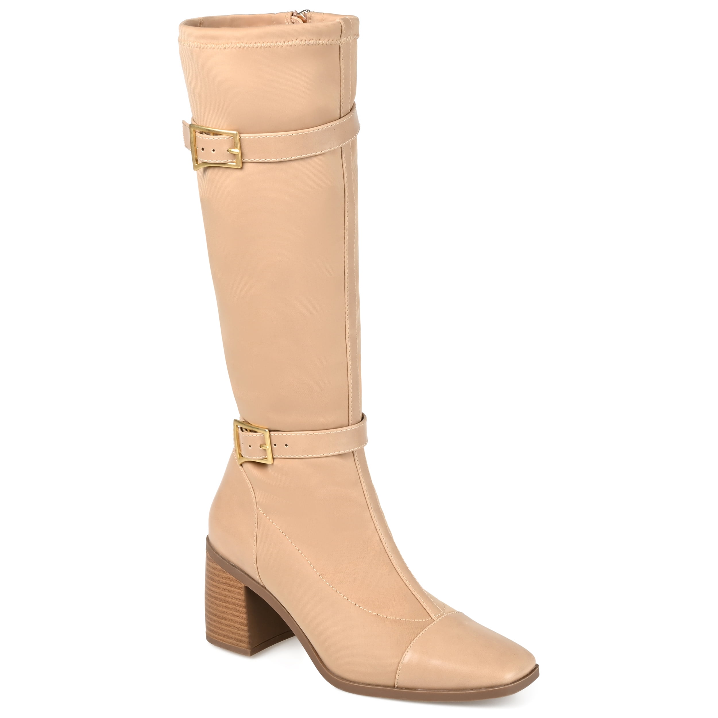 Journee Womens Gaibree Wide Calf Stacked Heel Knee High Boots
