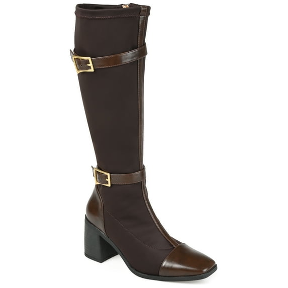 Journee Womens Gaibree Wide Calf Stacked Heel Knee High Boots