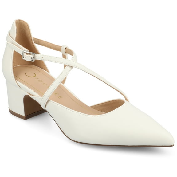 Journee Womens Galvinn Crisscross Strap Pointed Toe Pumps, Widths Available