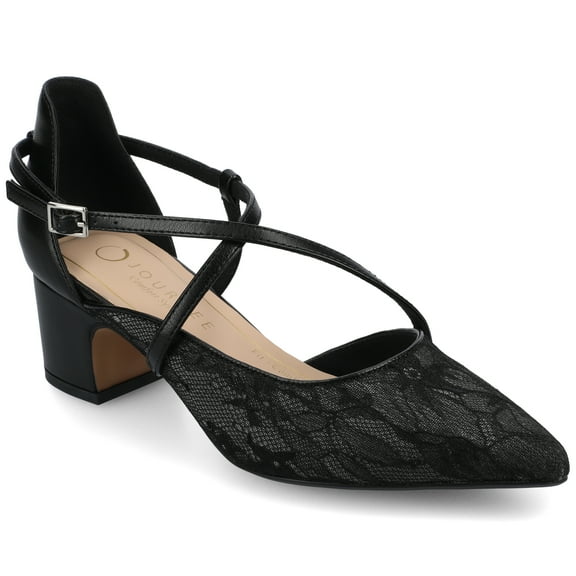 Journee Womens Galvinn Crisscross Strap Pointed Toe Pumps, Widths Available
