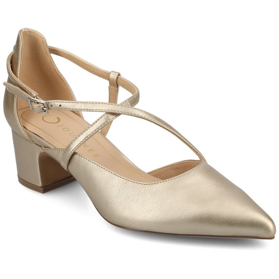 Journee Womens Galvinn Crisscross Strap Pointed Toe Pumps, Widths Available