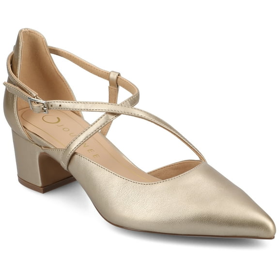 Journee Womens Galvinn Crisscross Strap Pointed Toe Pumps, Widths Available