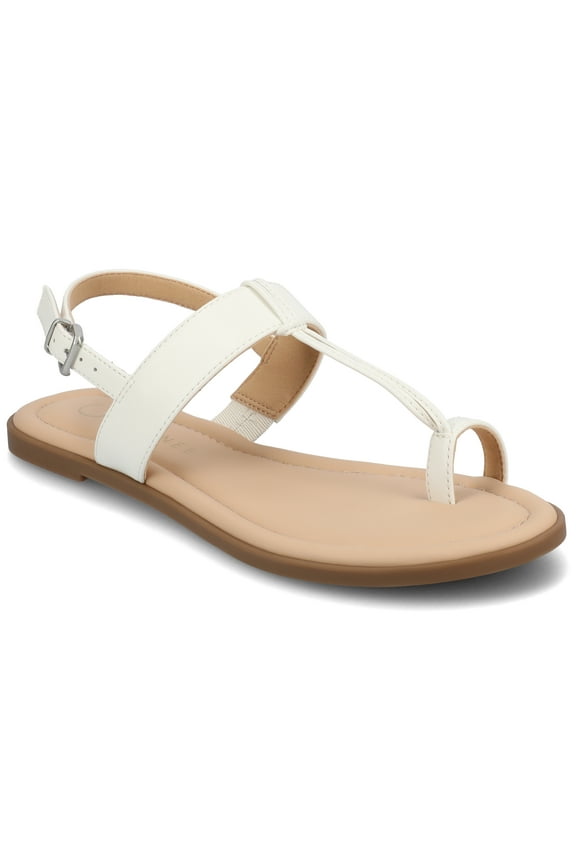 Womens Gerra T-Strap Toe Ring Flat Sandals