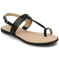 thumbnail image 1 of Journee Womens Gerra T-Strap Toe Ring Flat Sandals, 1 of 9