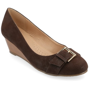 Journee Womens Graysn Comfort Insole Slip On Round Toe Wedge, Widths Available