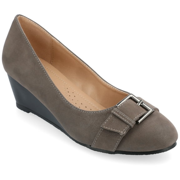 Journee Womens Graysn Comfort Insole Slip On Round Toe Wedge, Widths Available