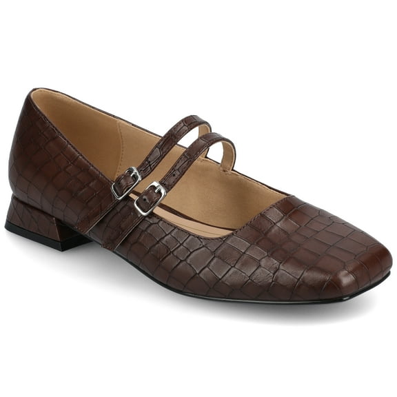 Journee Womens Gredah Double Buckle Mary Jane Dress Flats, Widths Available