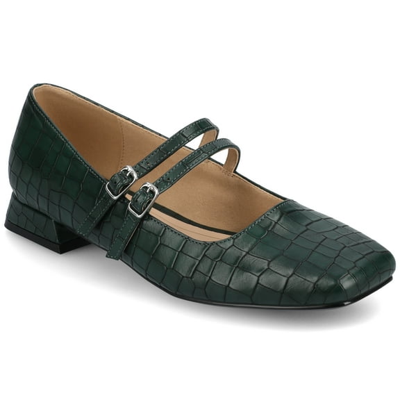 Journee Womens Gredah Double Buckle Mary Jane Dress Flats, Widths Available