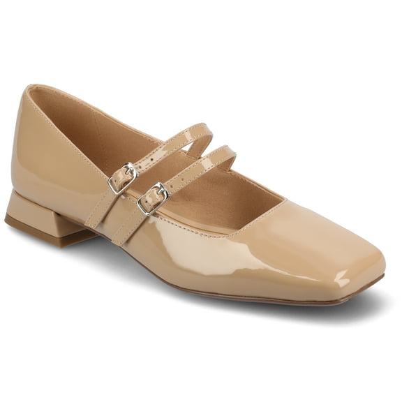 Journee Womens Gredah Double Buckle Mary Jane Dress Flats, Widths Available