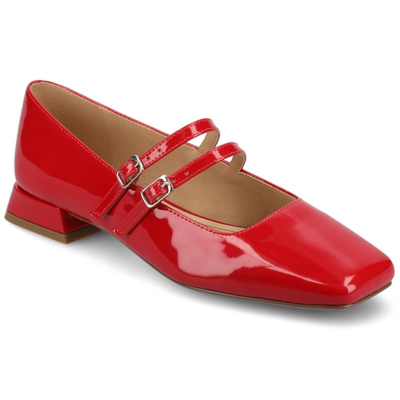 Journee Womens Gredah Double Buckle Mary Jane Dress Flats, Widths Available