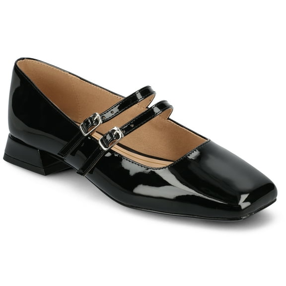 Journee Womens Gredah Double Buckle Mary Jane Dress Flats, Widths Available