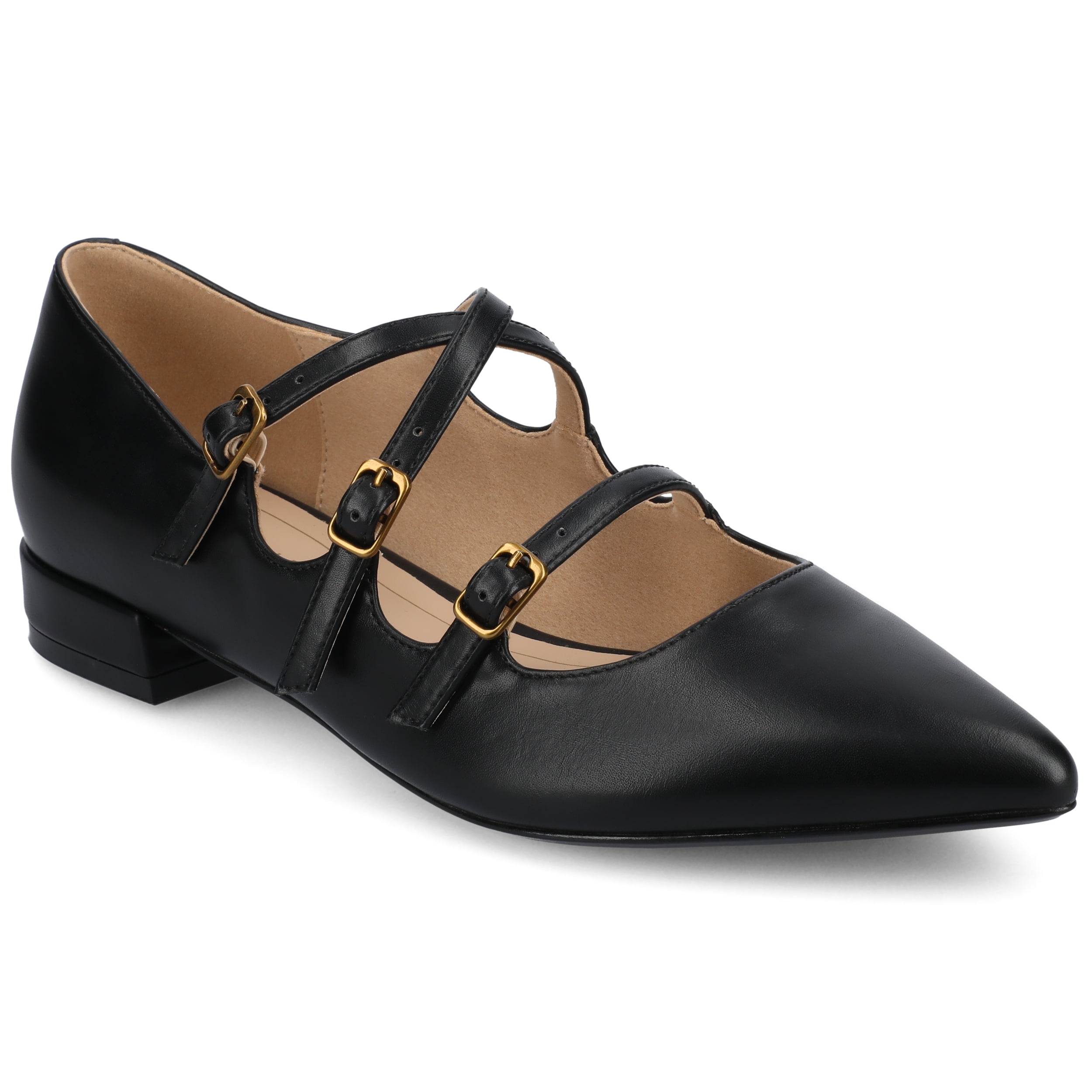 Journee Womens Gretel Multistrap Buckle Detail Pointed Toe Block Heel ...
