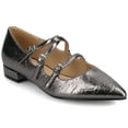 thumbnail image 1 of Journee Womens Gretel Multistrap Buckle Detail Pointed Toe Block Heel Comfort Ballet Pumps, 1 of 9