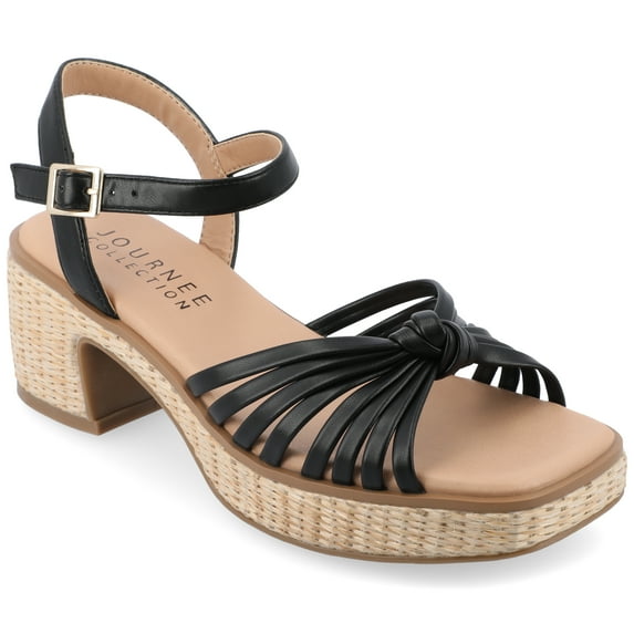 Journee Womens Hally Raffia Outsole Platform Dress Sandals