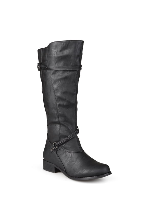 Womens Harley Extra Wide Calf Stacked Heel Riding Boots