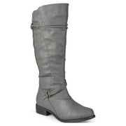BRINLEY CO. Womens Harley Extra Wide Calf Stacked Heel Riding Boots