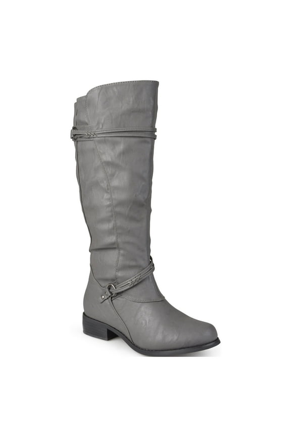 Womens Harley Extra Wide Calf Stacked Heel Riding Boots
