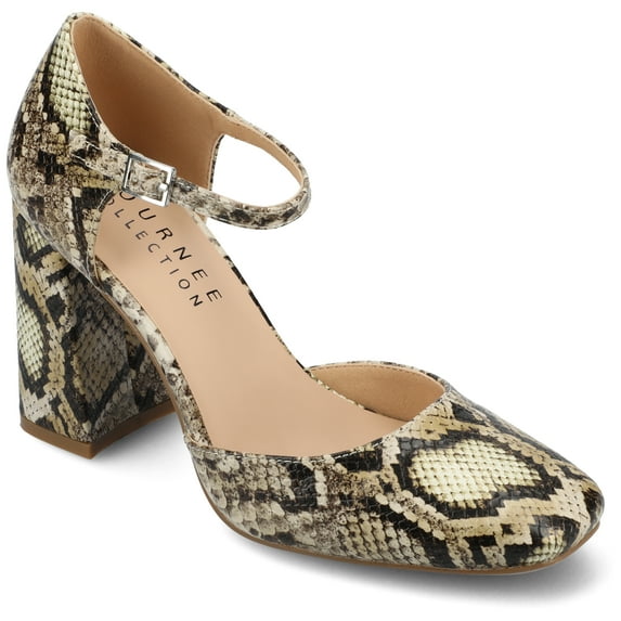 Journee Womens Hesster Mary Jane Mid Block Heel Square Toe Pumps, Widths Available
