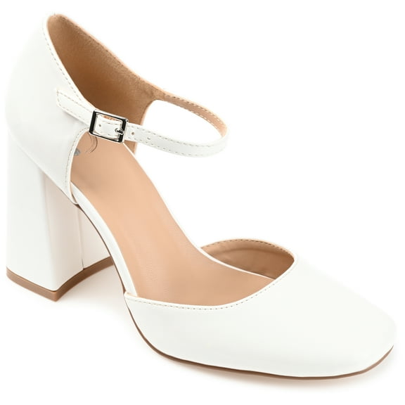 Journee Womens Hesster Mary Jane Mid Block Heel Square Toe Pumps, Widths Available