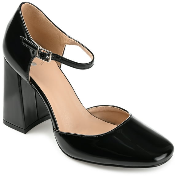 Journee Womens Hesster Mary Jane Mid Block Heel Square Toe Pumps, Widths Available
