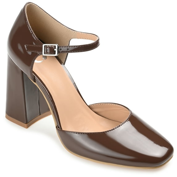 Journee Womens Hesster Mary Jane Mid Block Heel Square Toe Pumps, Widths Available