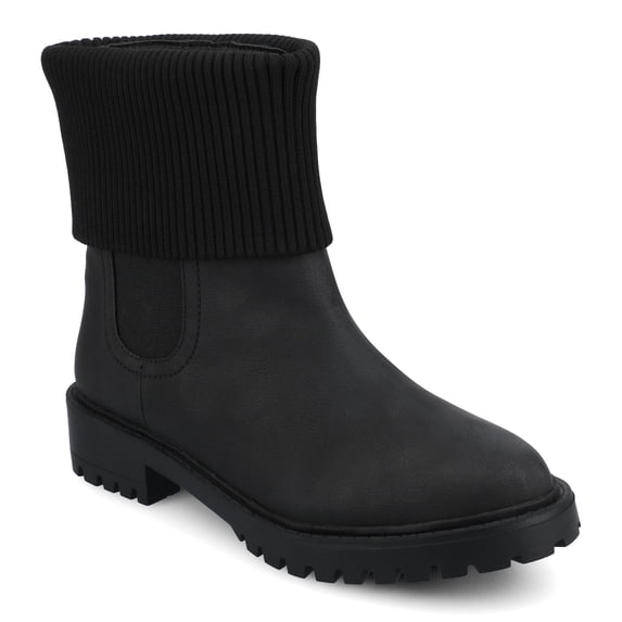 Journee Womens Isabeau Round Toe Block Heel Casual Comfort Chelsea Boots, Widths Available