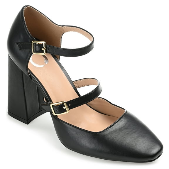 Journee Womens Isadorah Mary Jane Mid Block Heel Square Toe Pumps, Widths Available