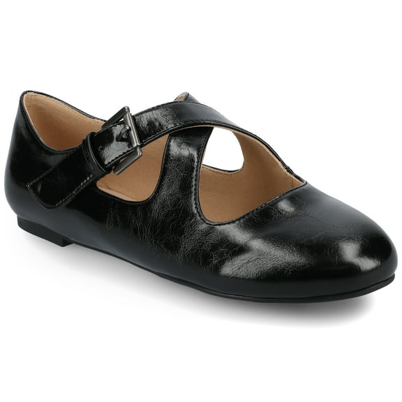 Journee Womens Ivanna Almond Toe Mary Jane Buckle Detail Comfort Flats