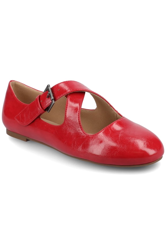 Womens Ivanna Almond Toe Mary Jane Buckle Detail Comfort Flats