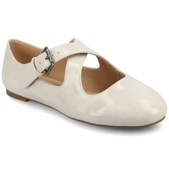 Journee Womens Ivanna Almond Toe Mary Jane Buckle Detail Comfort Flats