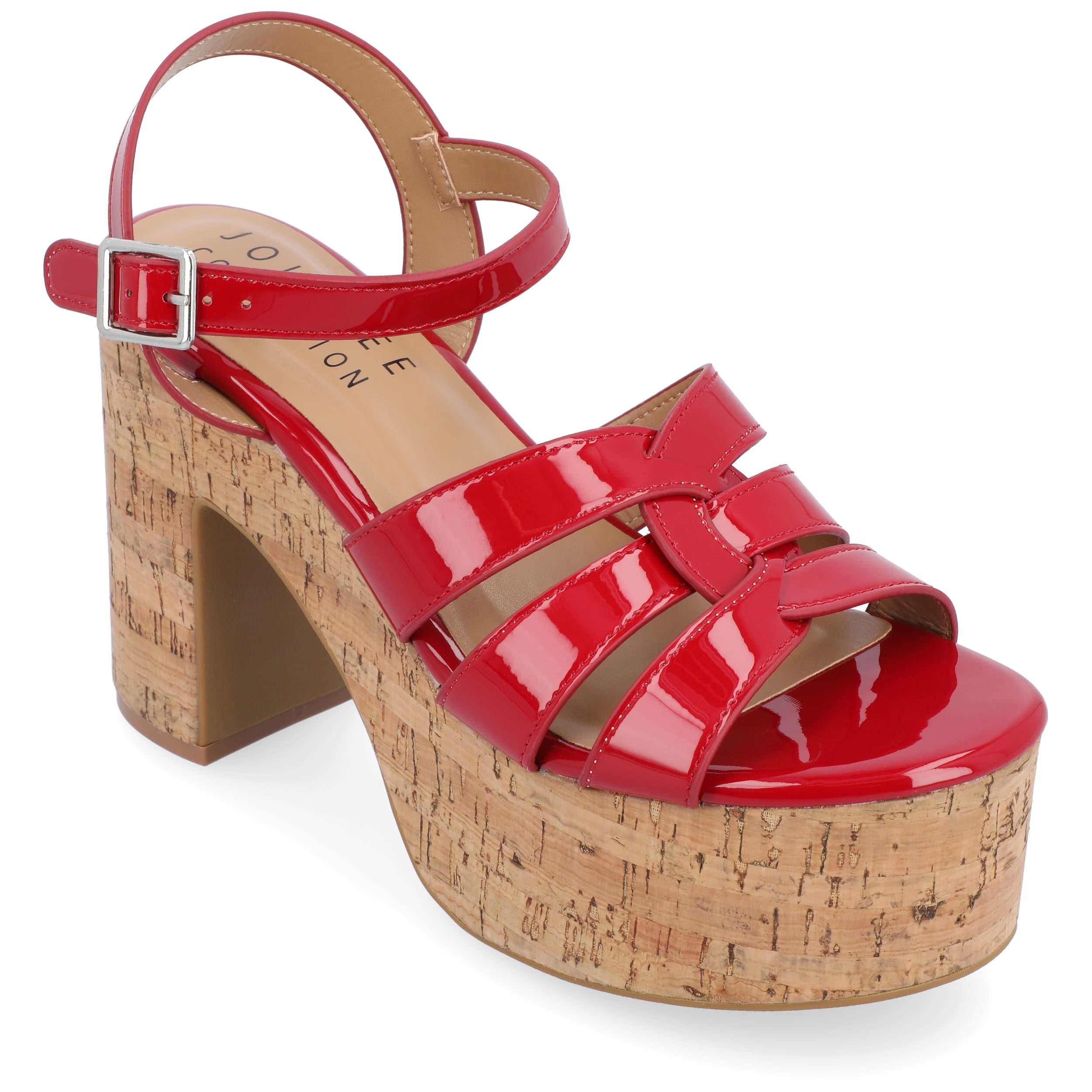 Journee Womens Jania Buckle Platform Sandals