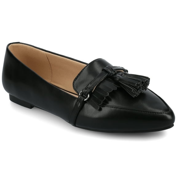 Journee Womens Jannah Pointed Toe Tassel Comfort Loafer Flats, Widths Available