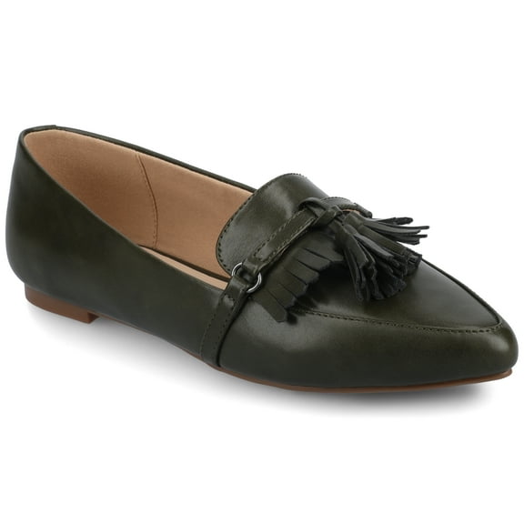 Journee Womens Jannah Pointed Toe Tassel Comfort Loafer Flats, Widths Available