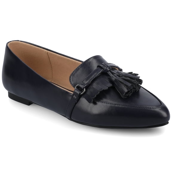Journee Womens Jannah Pointed Toe Tassel Comfort Loafer Flats, Widths Available