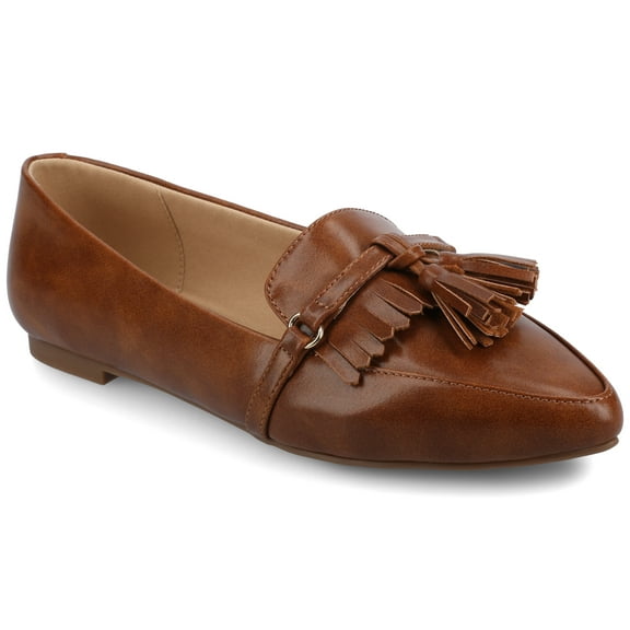 Journee Womens Jannah Pointed Toe Tassel Comfort Loafer Flats, Widths Available