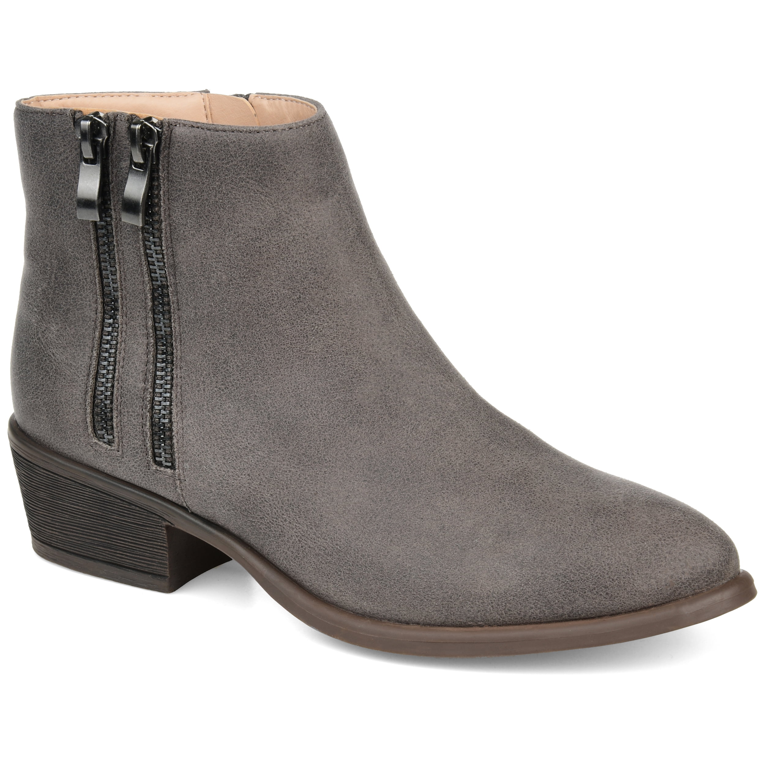 Journee Womens Jayda Inside Zip Stacked Heel Booties
