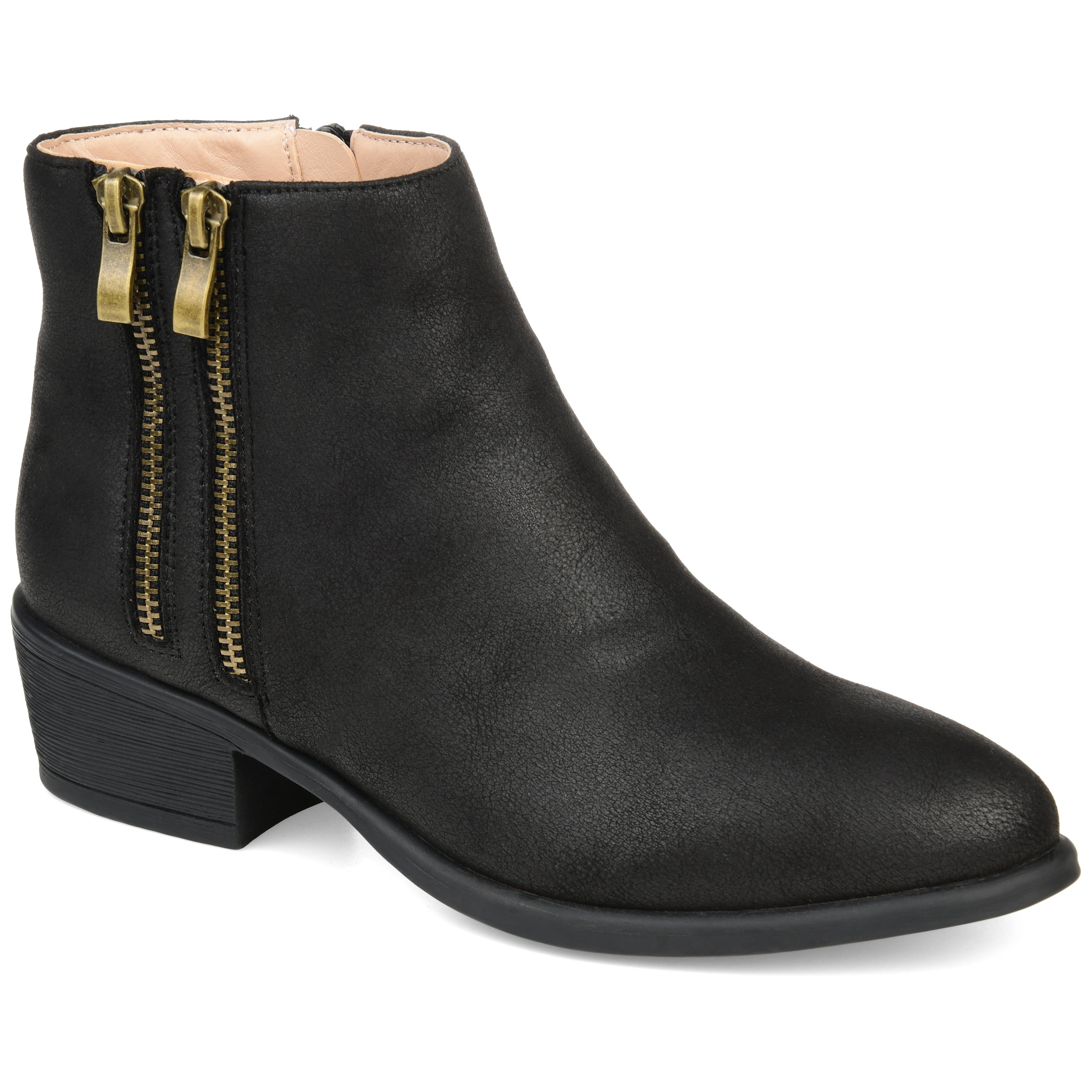 Journee Womens Jayda Inside Zip Stacked Heel Booties