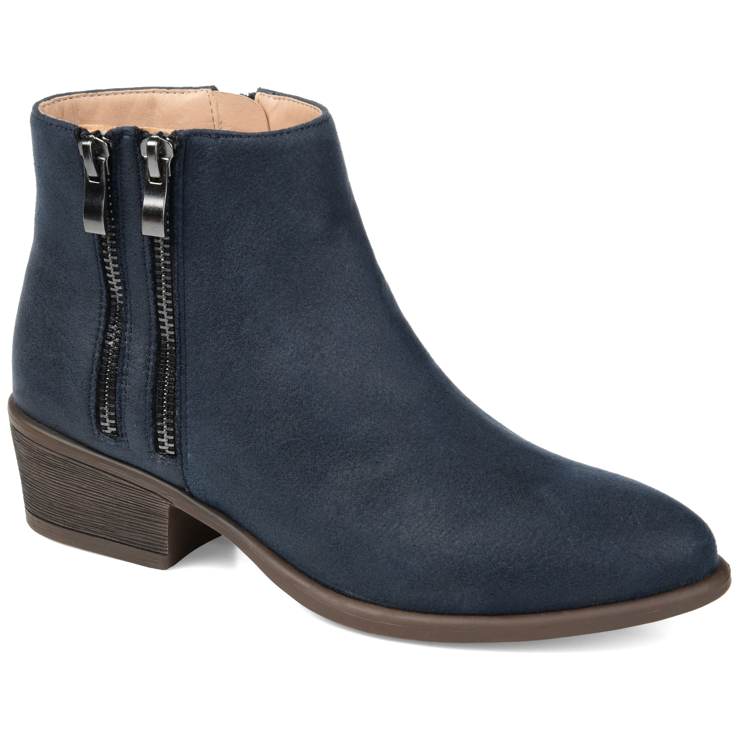 Journee Womens Jayda Inside Zip Stacked Heel Booties