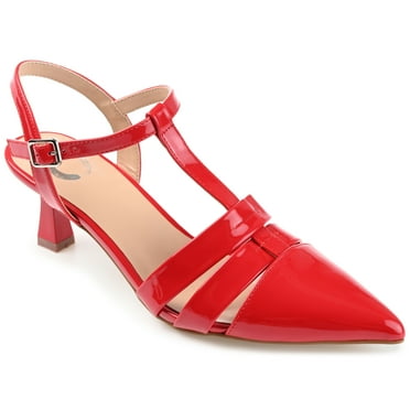 Journee Womens Jazlynn Buckle Kitten Heel Pointed Toe Pumps, Widths Available