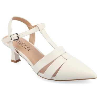 Journee Womens Jazlynn Buckle Kitten Heel Pointed Toe Pumps, Widths Available