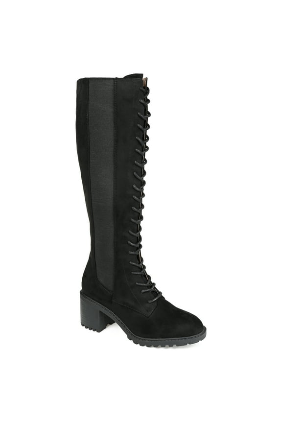 Womens Jenicca Extra Wide Calf Stacked Heel Knee High Boots