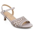 thumbnail image 1 of Journee Womens Jessly Cut Out Design Ankle Strap Kitten Heel Dress Sandals, 1 of 10